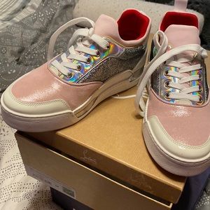 EUC Christian Loubouton Aurelian glitter sneakers sz 38